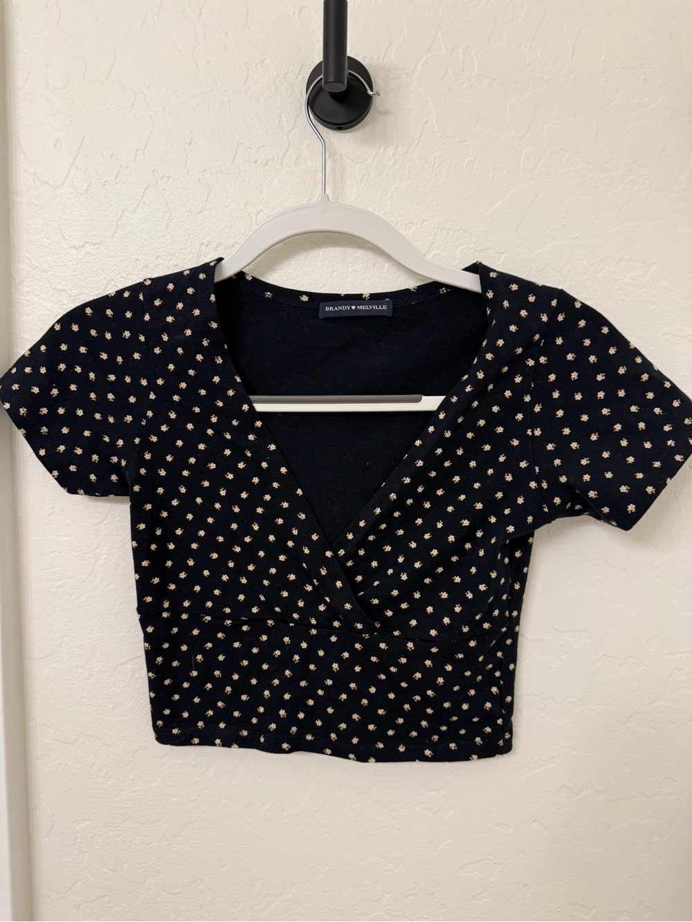 Brandy Melville Navy Daisy Wrap Crop Top
